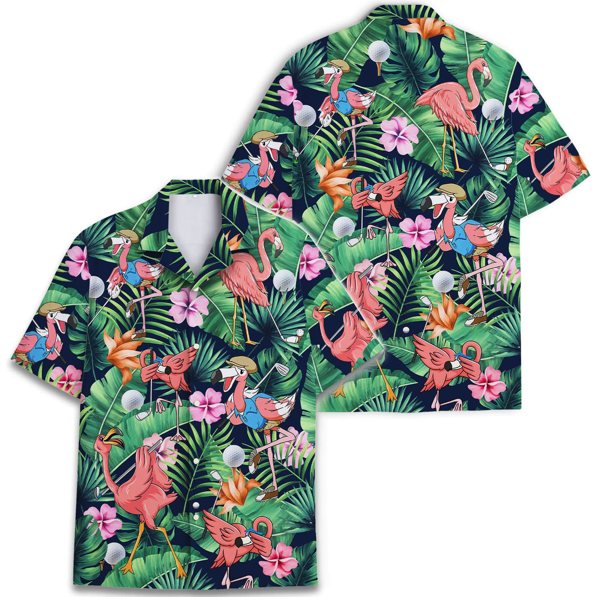 Flamingo Golf Hawaiian Shirt – Funny Tropical Bird Aloha Shirt for Golfers