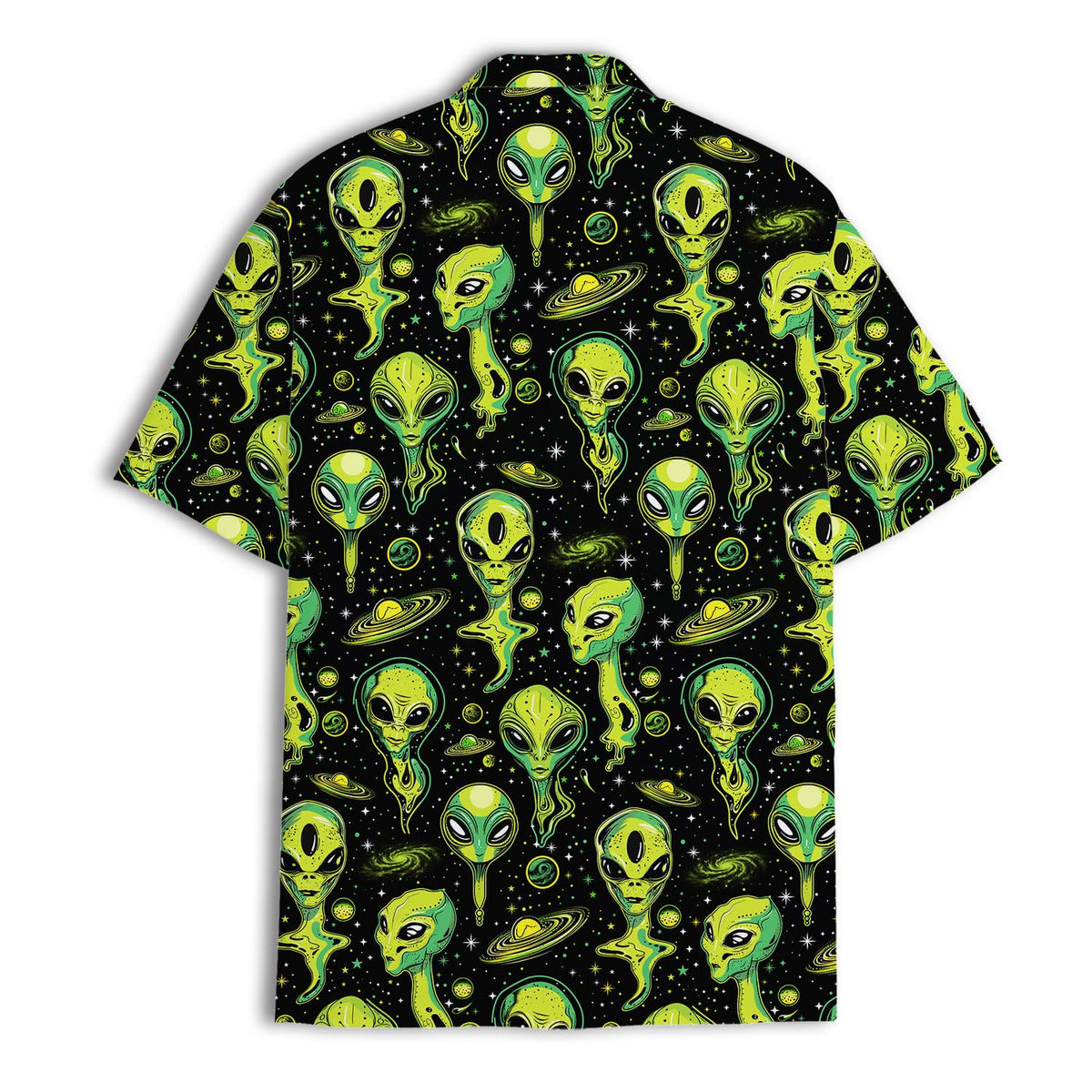 Neon Alien Pattern Hawaiian Shirt – Sci-Fi Space Lover Gift