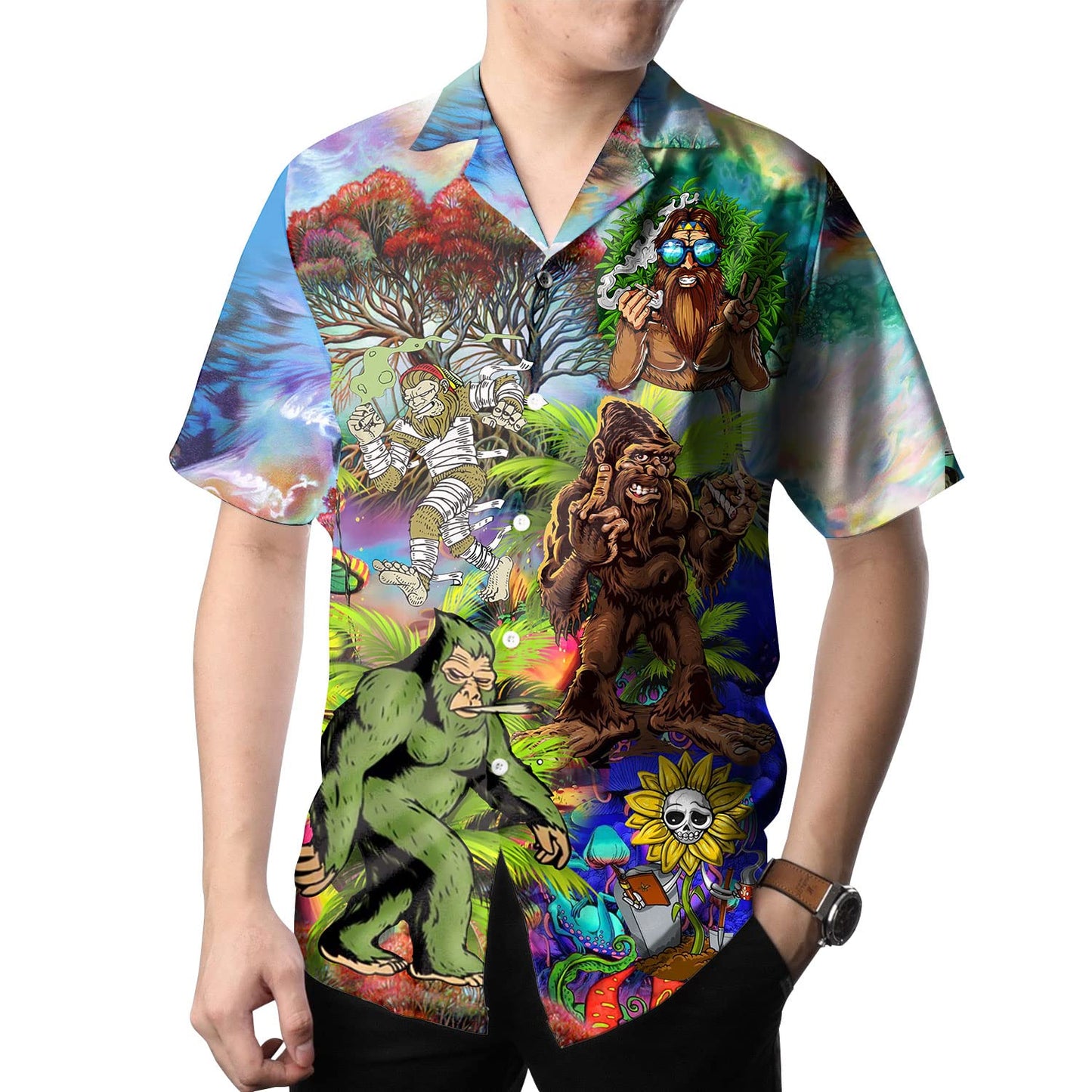 Psychedelic Bigfoot Hawaiian Shirt – Funny Yeti Summer Shirt