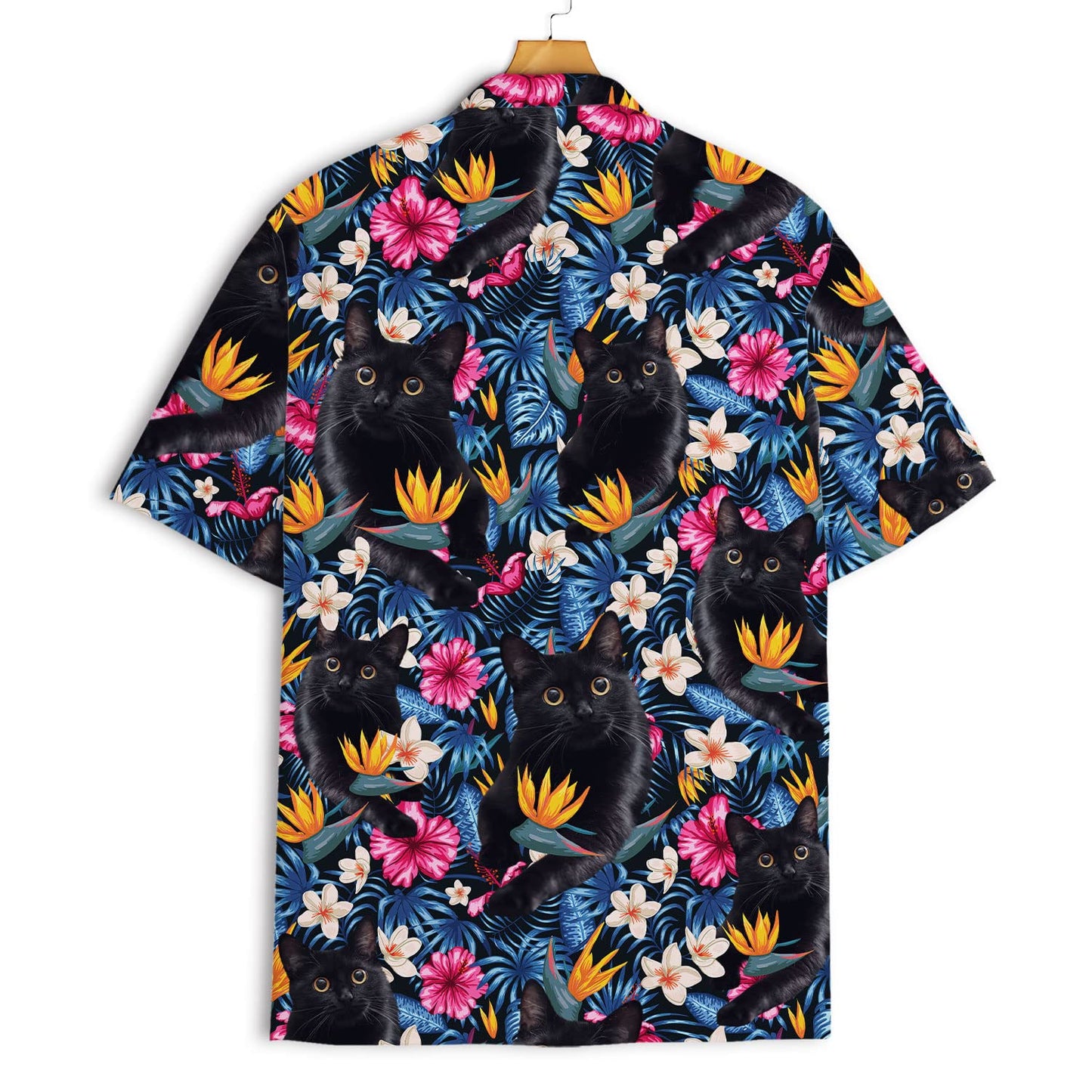 Floral Black Cat Hawaiian Shirts for Men Women