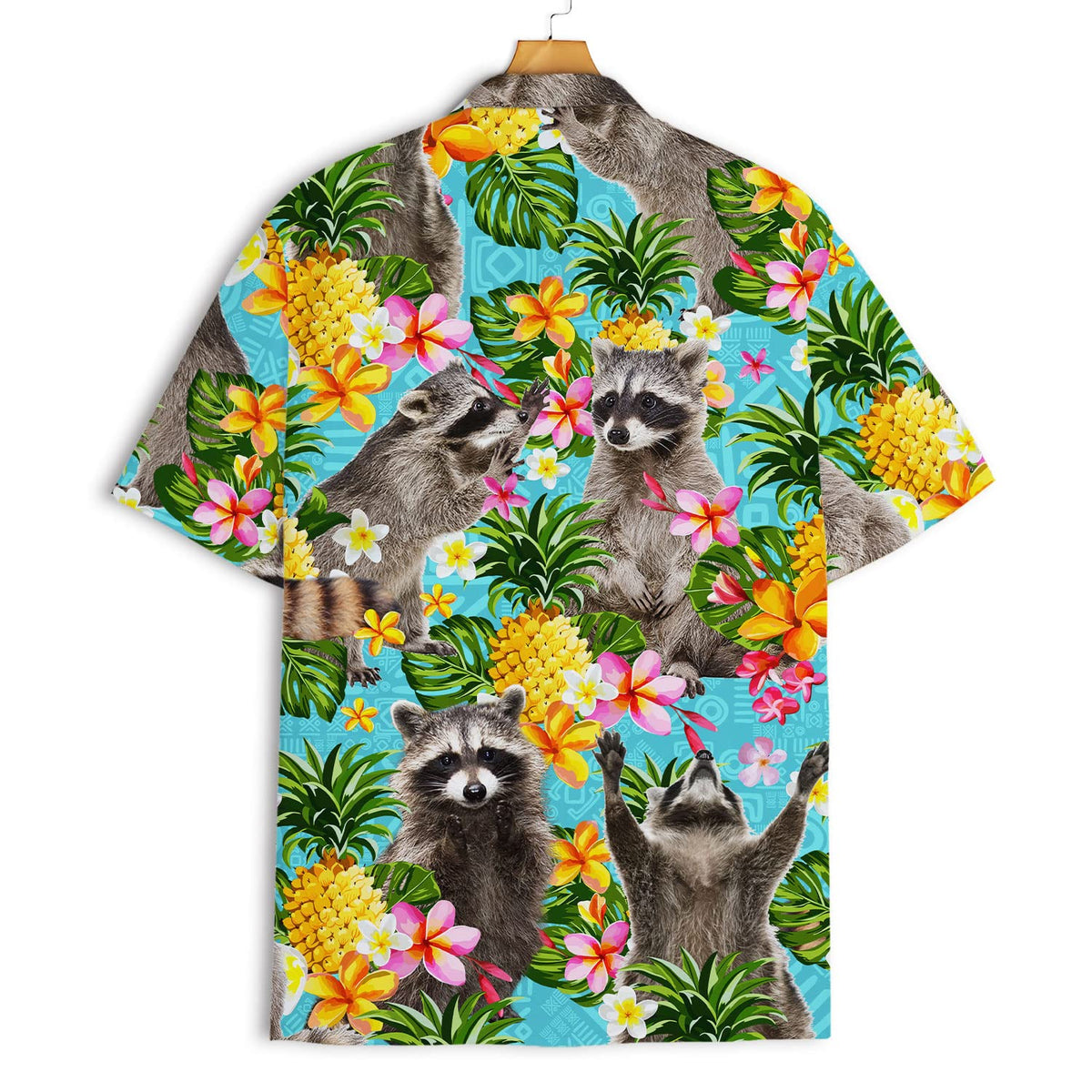 Funny Raccoon Hawaiian Shirt – Tropical Pineapple & Flower Print Aloha Shirt