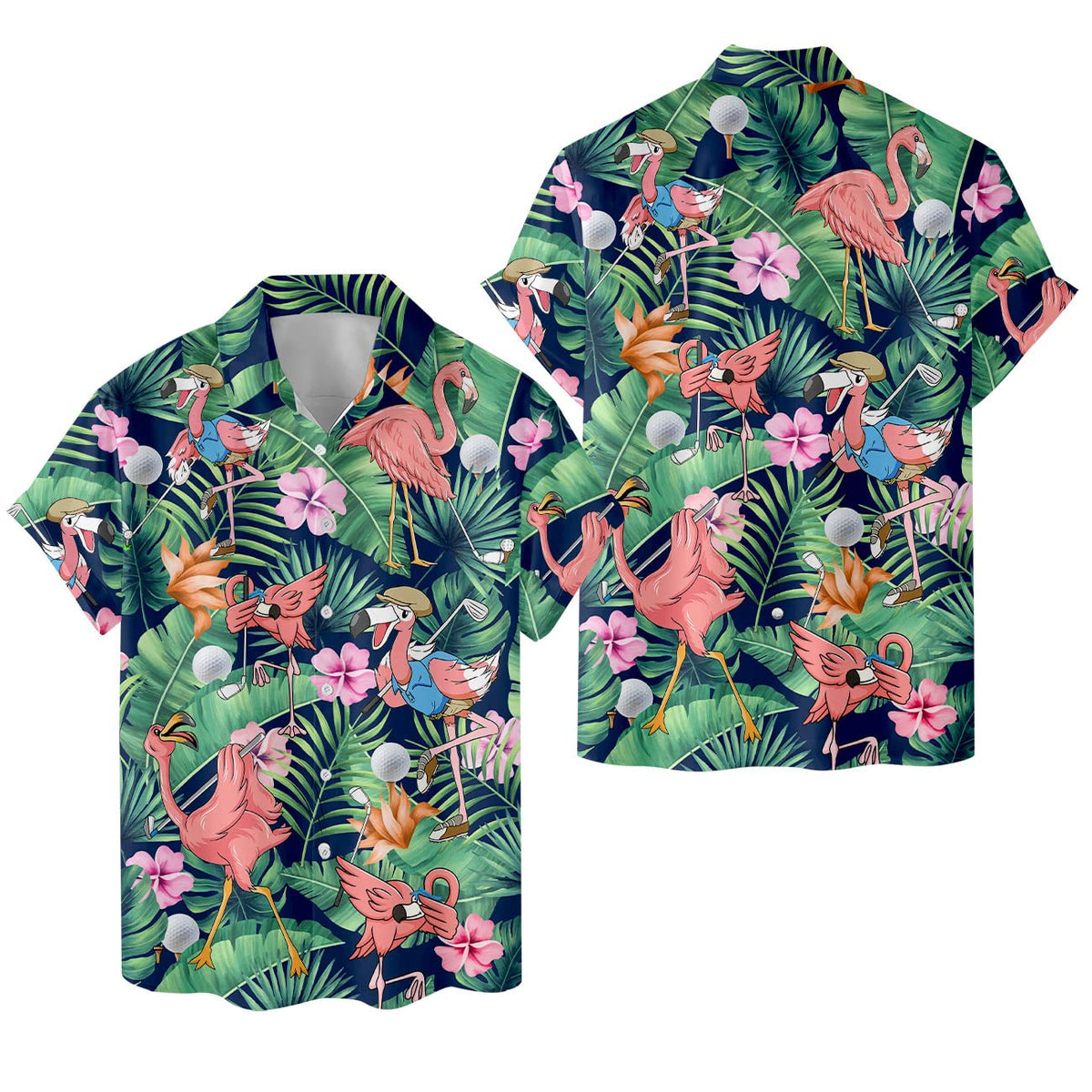 Flamingo Golf Hawaiian Shirt – Funny Tropical Bird Aloha Shirt for Golfers