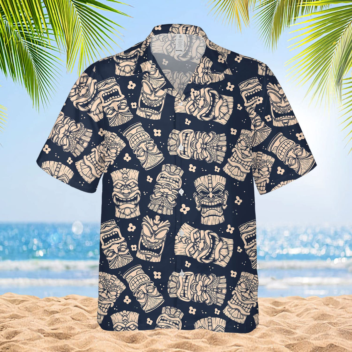 Red Tiki Hawaiian Shirt – Vintage Tribal Floral Print Aloha Beach Shirt