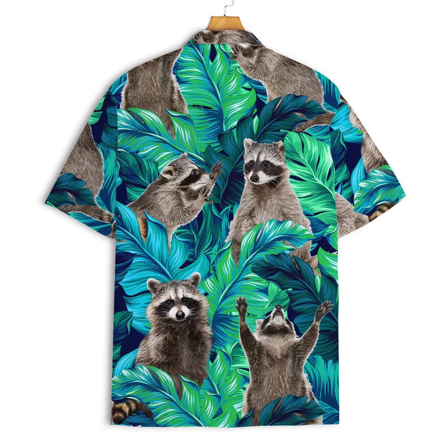 Funny Raccoon Hawaiian Shirt – Green Tropical Leaf Print Aloha Shirt