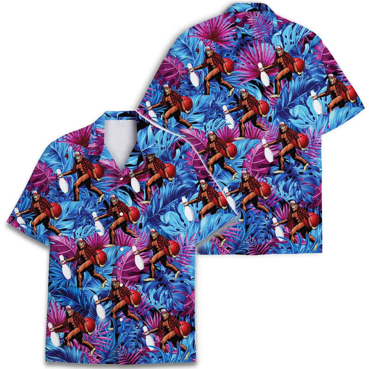Bigfoot Bowling Hawaiian Shirt - Funny Sasquatch Tropical Style