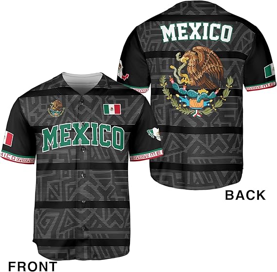 Mexico Black Baseball Jersey – Aztec Pattern Heritage Streetwear