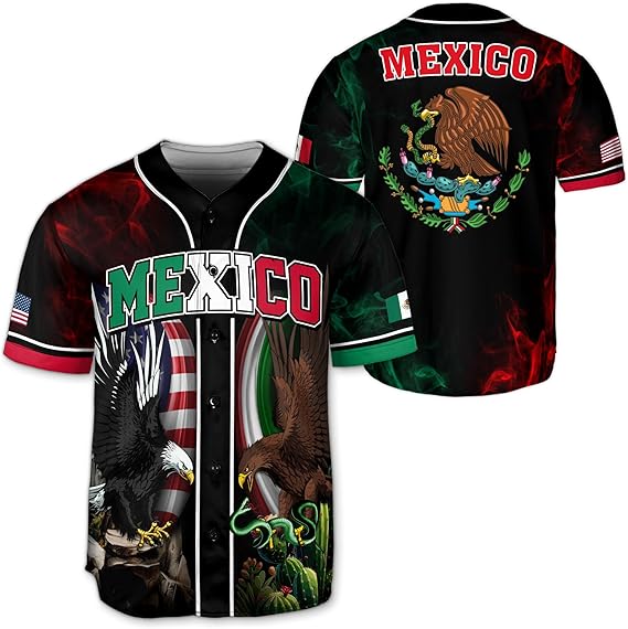 Mexico USA Eagle Baseball Jersey – Dual Pride Flag Sports Shirt