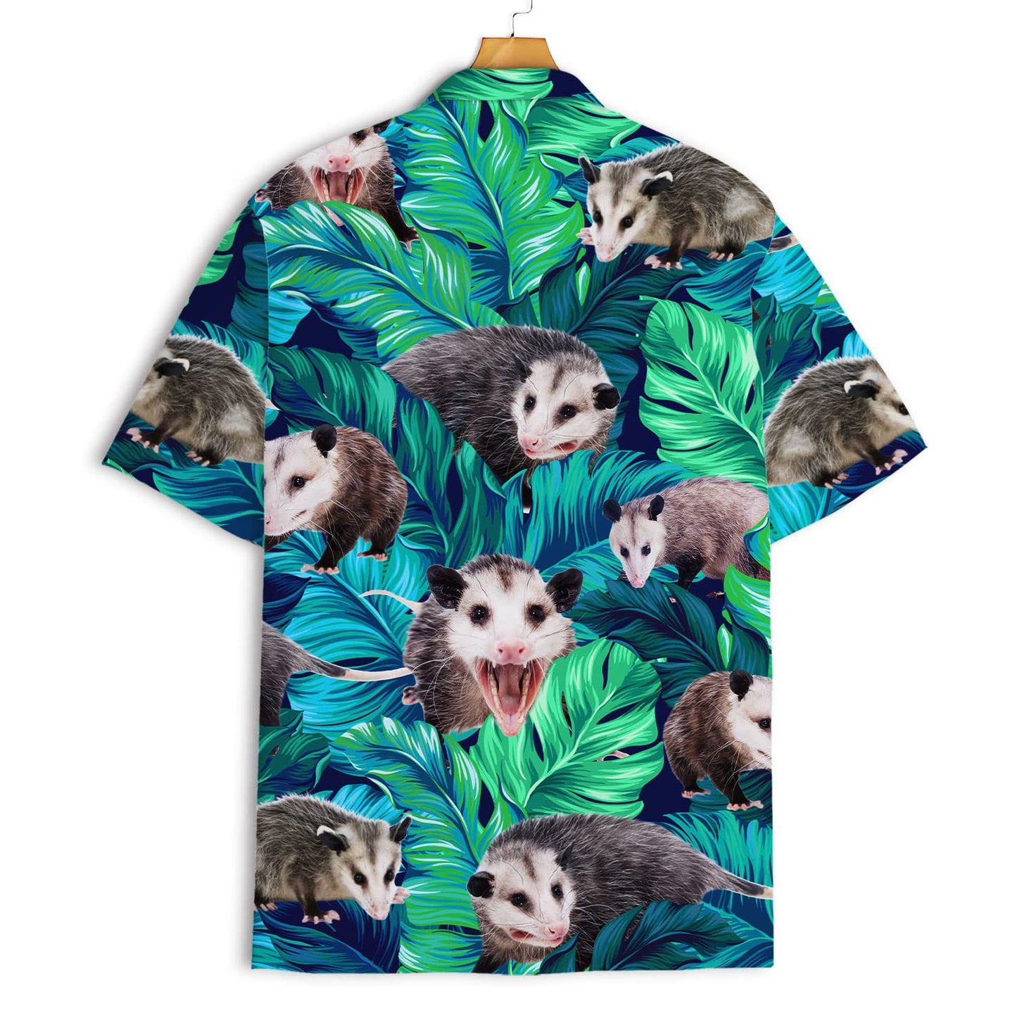 Funny Possum Hawaiian Shirt – Green Tropical Leaf Print Aloha Shirt