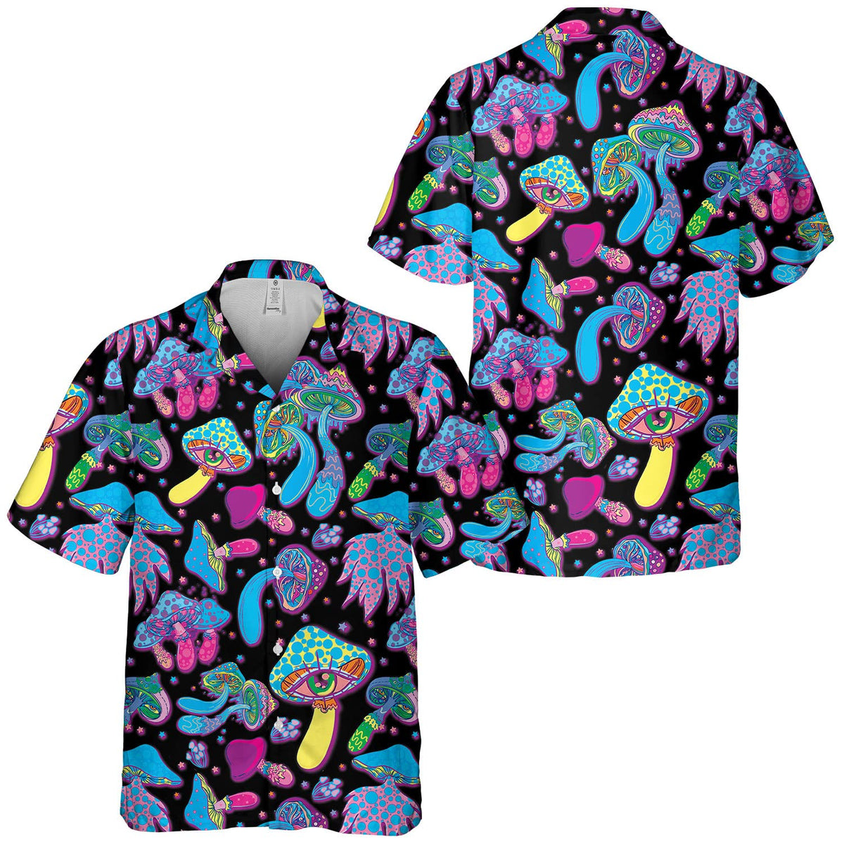 Psychedelic Mushroom Hawaiian Shirt – Trippy Neon Aloha Shirt for Festivals