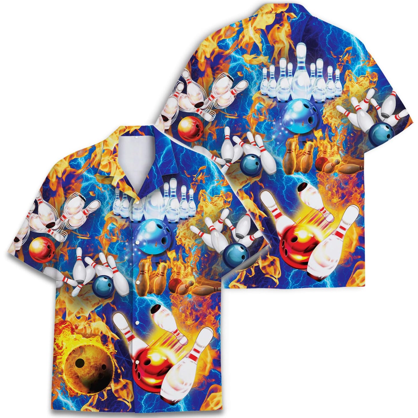 Fire & Lightning Bowling Hawaiian Shirt – Explosive Alley Style
