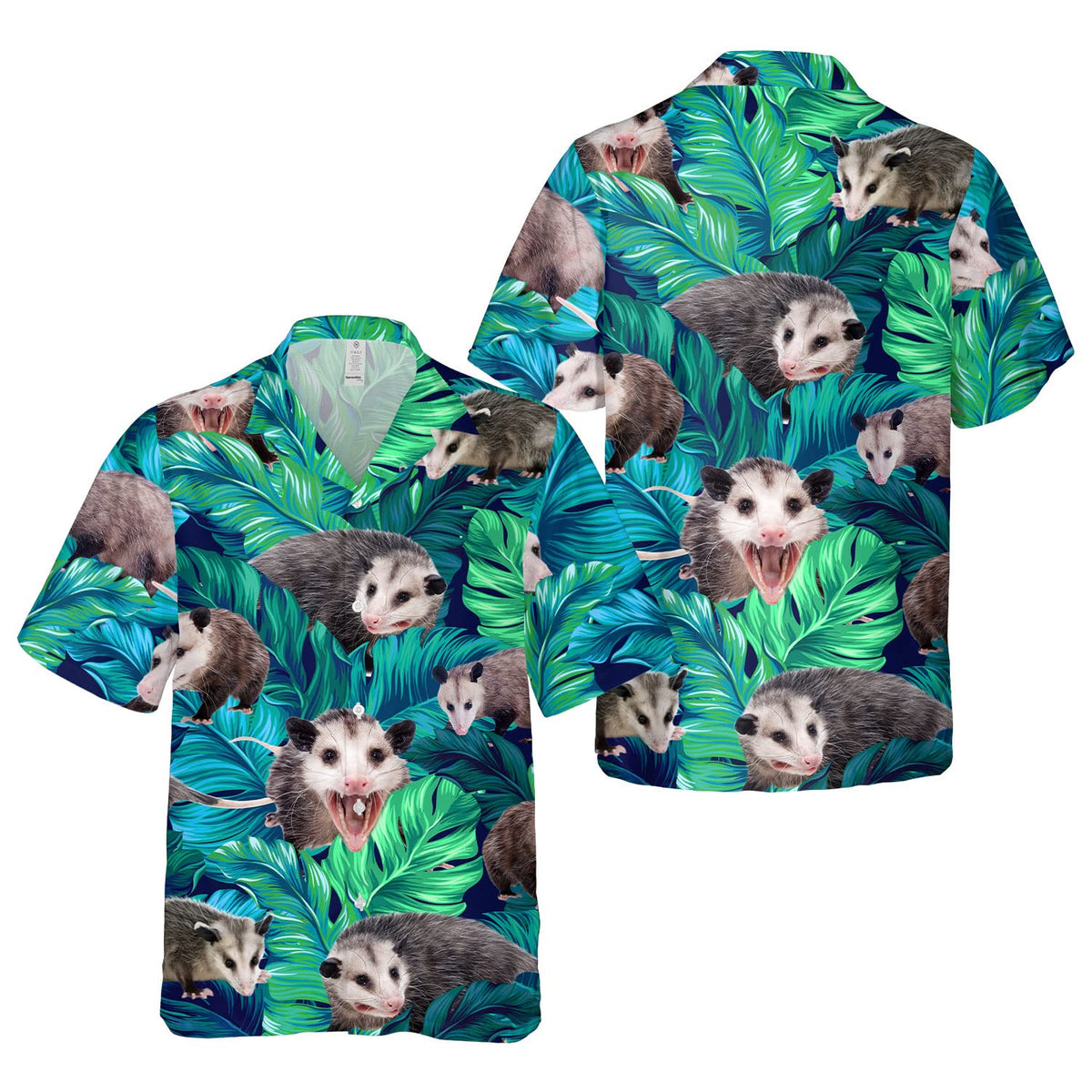 Funny Possum Hawaiian Shirt – Green Tropical Leaf Print Aloha Shirt