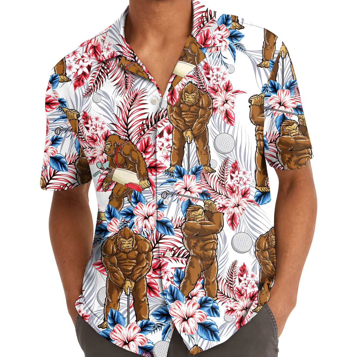 Gorilla Golf Hawaiian Shirt – Funny Big Ape Tropical Summer Shirt