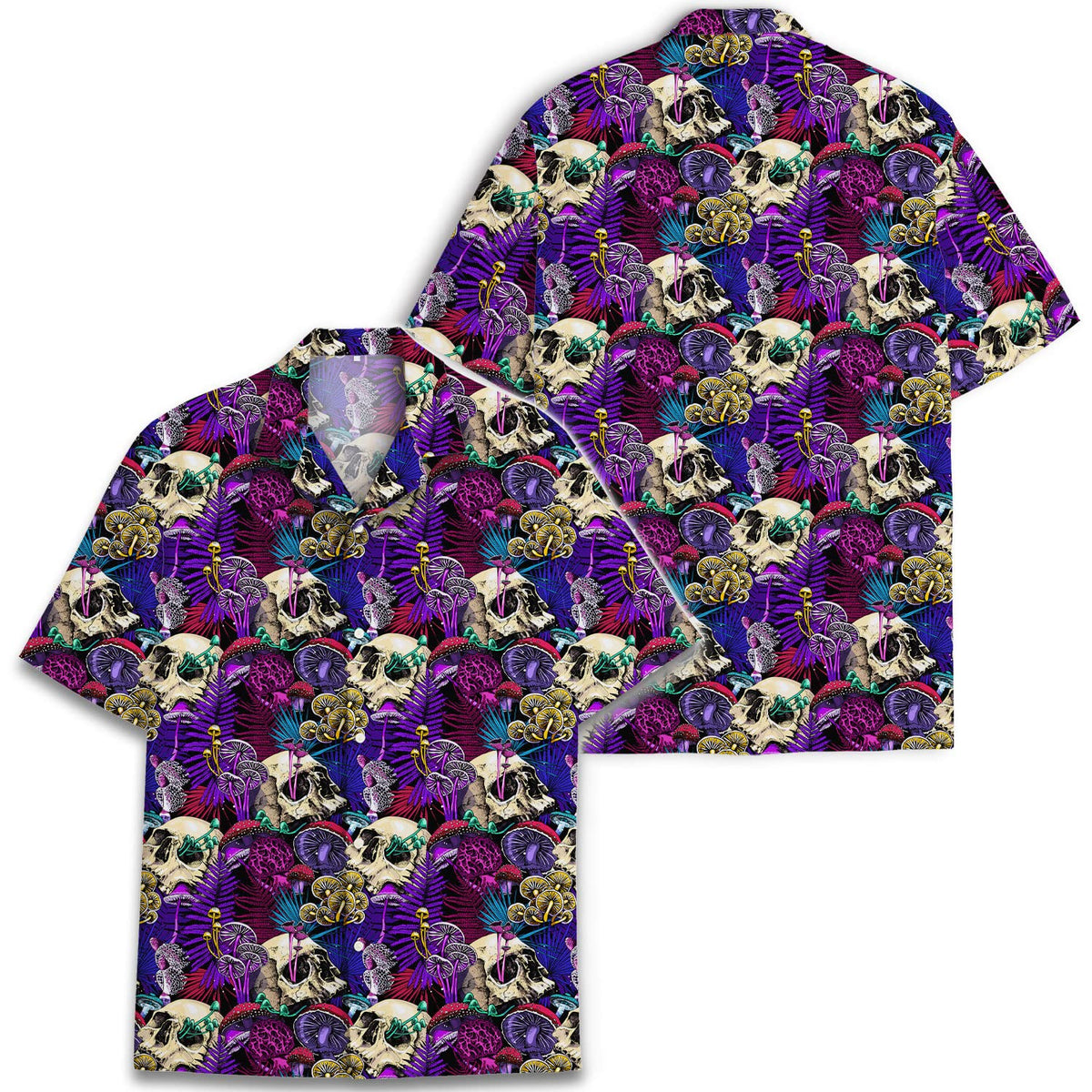 Skull & Mushroom Hawaiian Shirt – Dark Tropical Gothic Aloha Shirt for Men