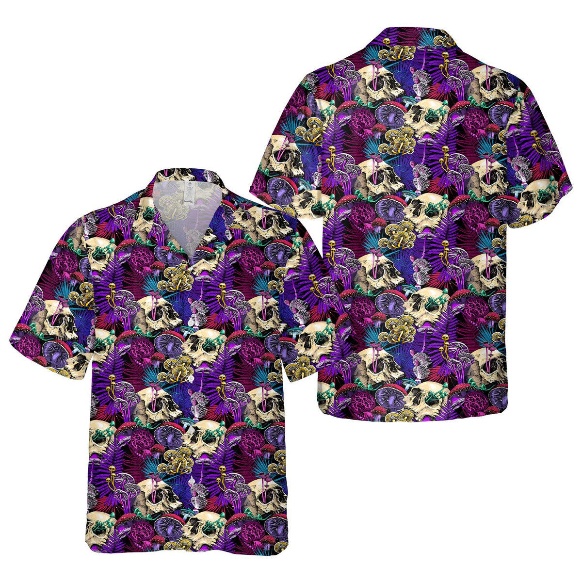 Skull & Mushroom Hawaiian Shirt – Dark Tropical Gothic Aloha Shirt for Men