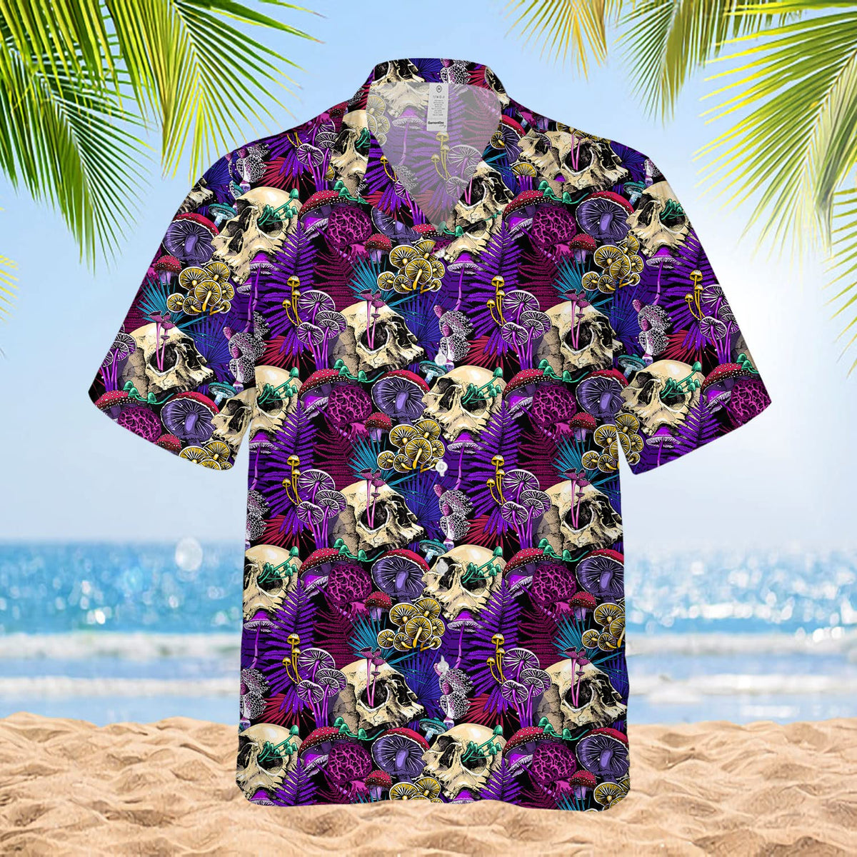 Skull & Mushroom Hawaiian Shirt – Dark Tropical Gothic Aloha Shirt for Men
