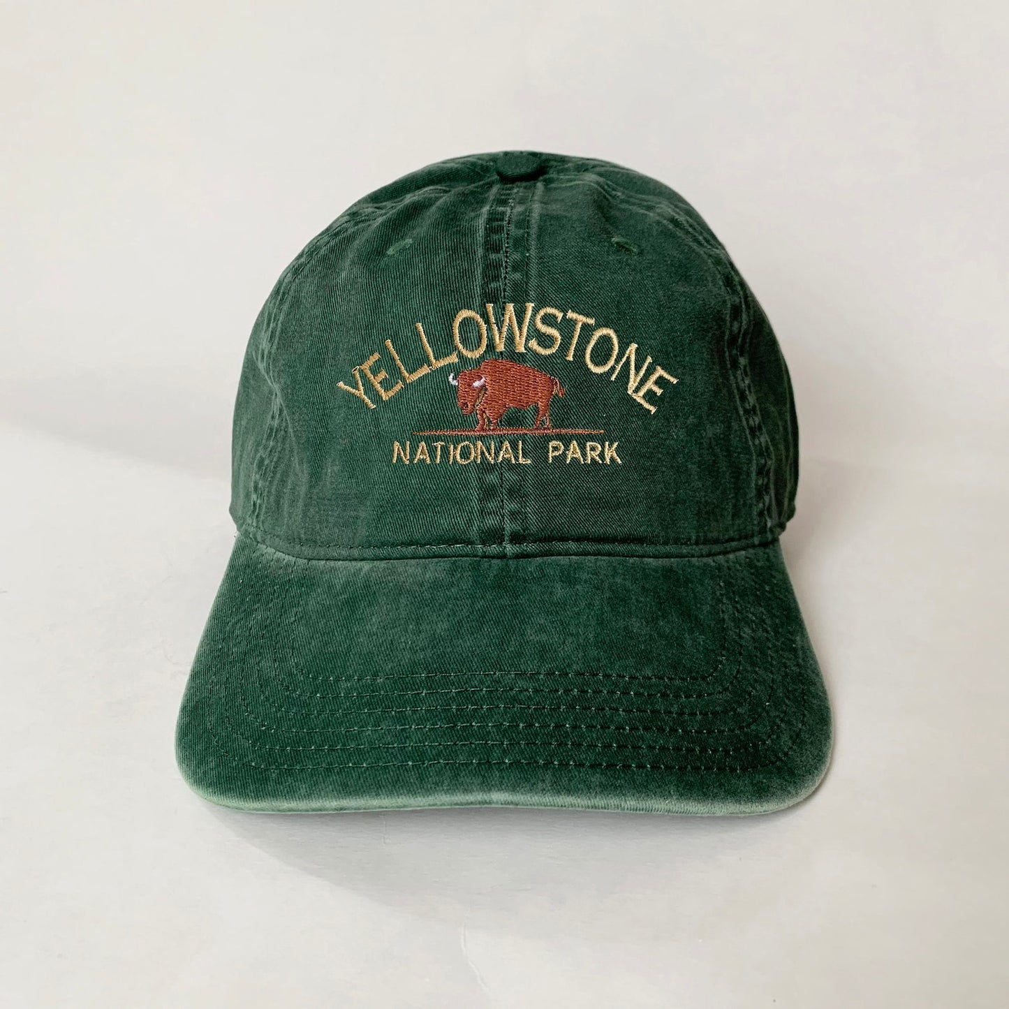 Yellowstone National Park Embroidered Hat – Olive Green Bison Dad Cap