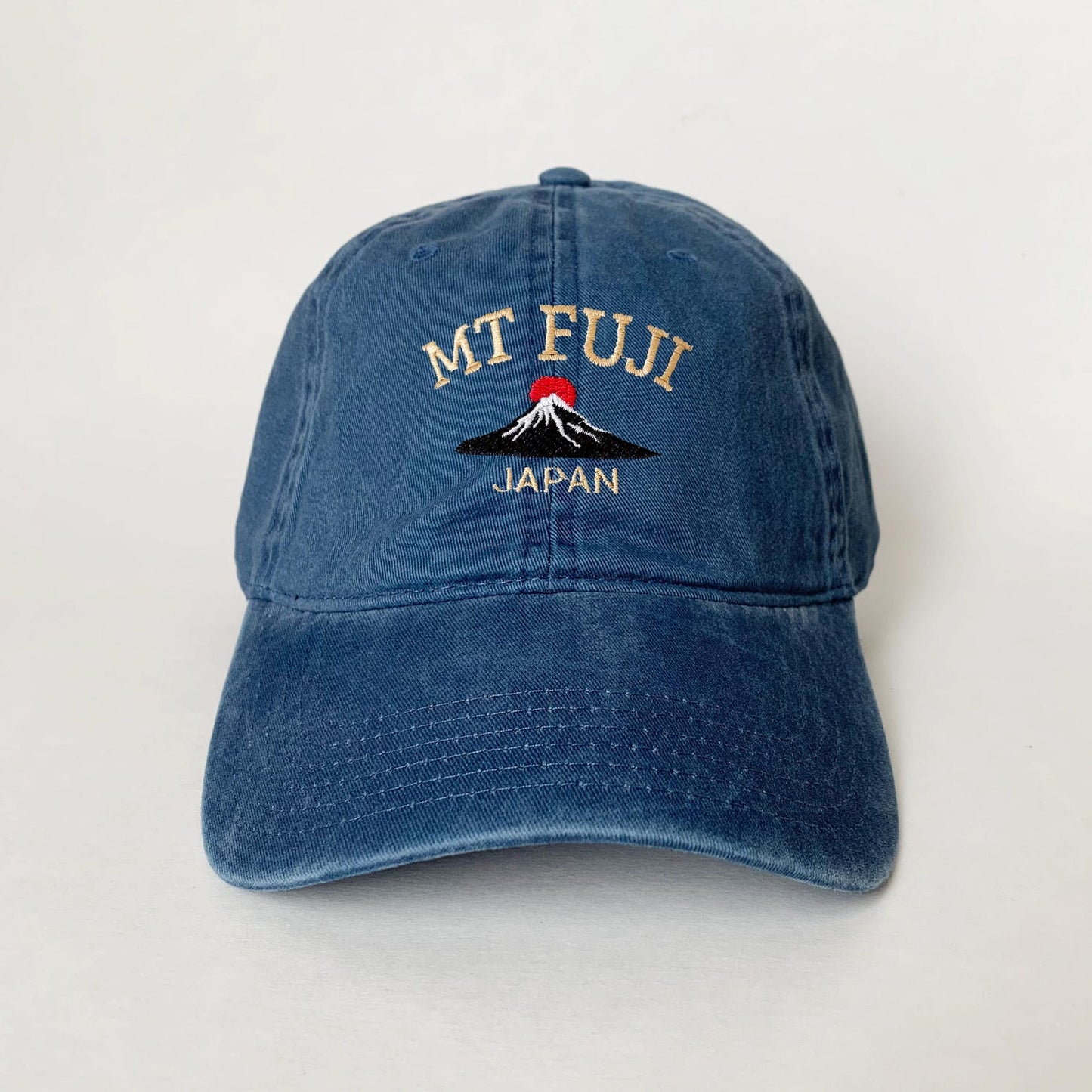 Mt Fuji Japan Embroidered Dad Hat – Washed Green Travel Souvenir Cap