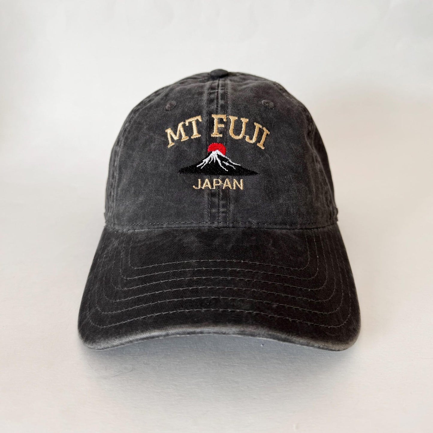 Mt Fuji Japan Embroidered Dad Hat – Washed Green Travel Souvenir Cap
