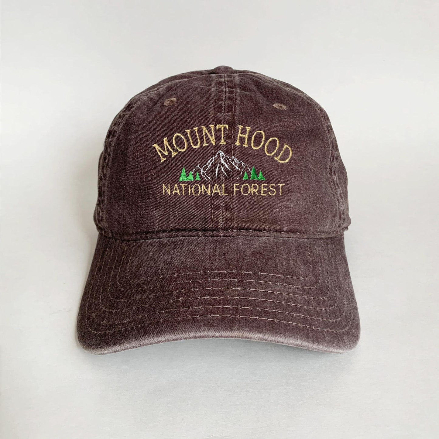 Mount Hood National Forest Hat – Embroidered Washed Black Cap