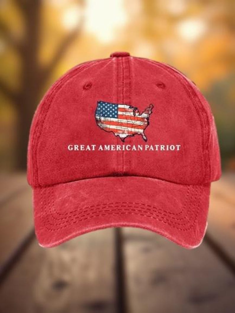 Great American Patriot Hat USA Map Flag Embroidery Blue Denim Baseball Cap Adjustable Cotton Dad Hat Unisex Outdoor Casual Gift