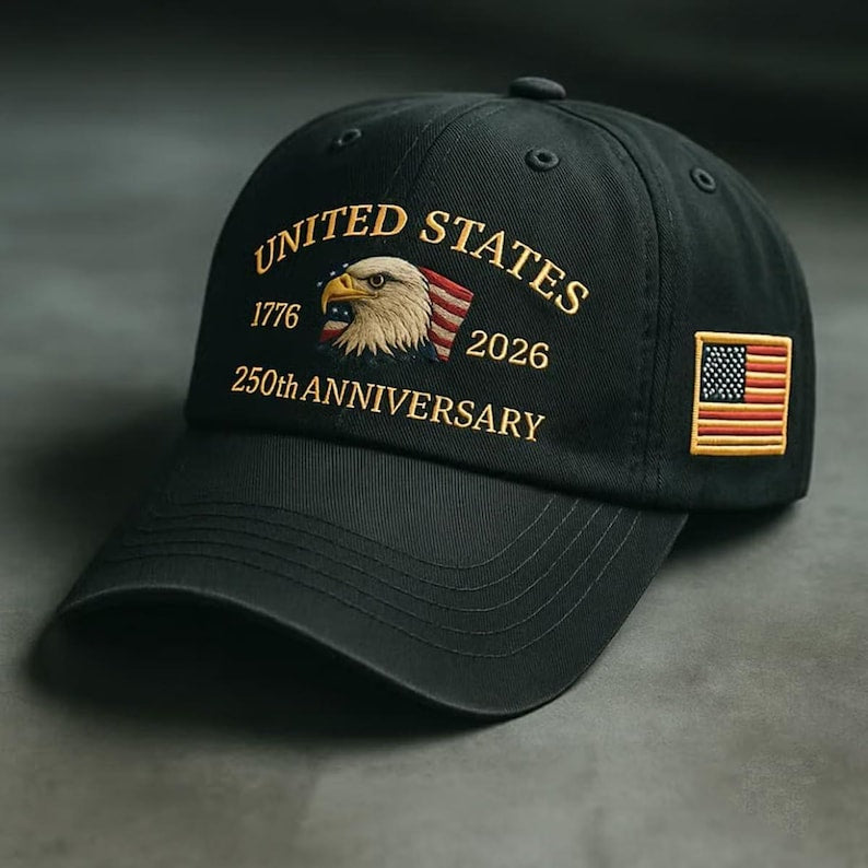 Embroidery USA 250th Anniversary Commemorative Hat, Patriotic Adjustable 250 Anniversary USA Hat, Bald Eagle Baseball Cap