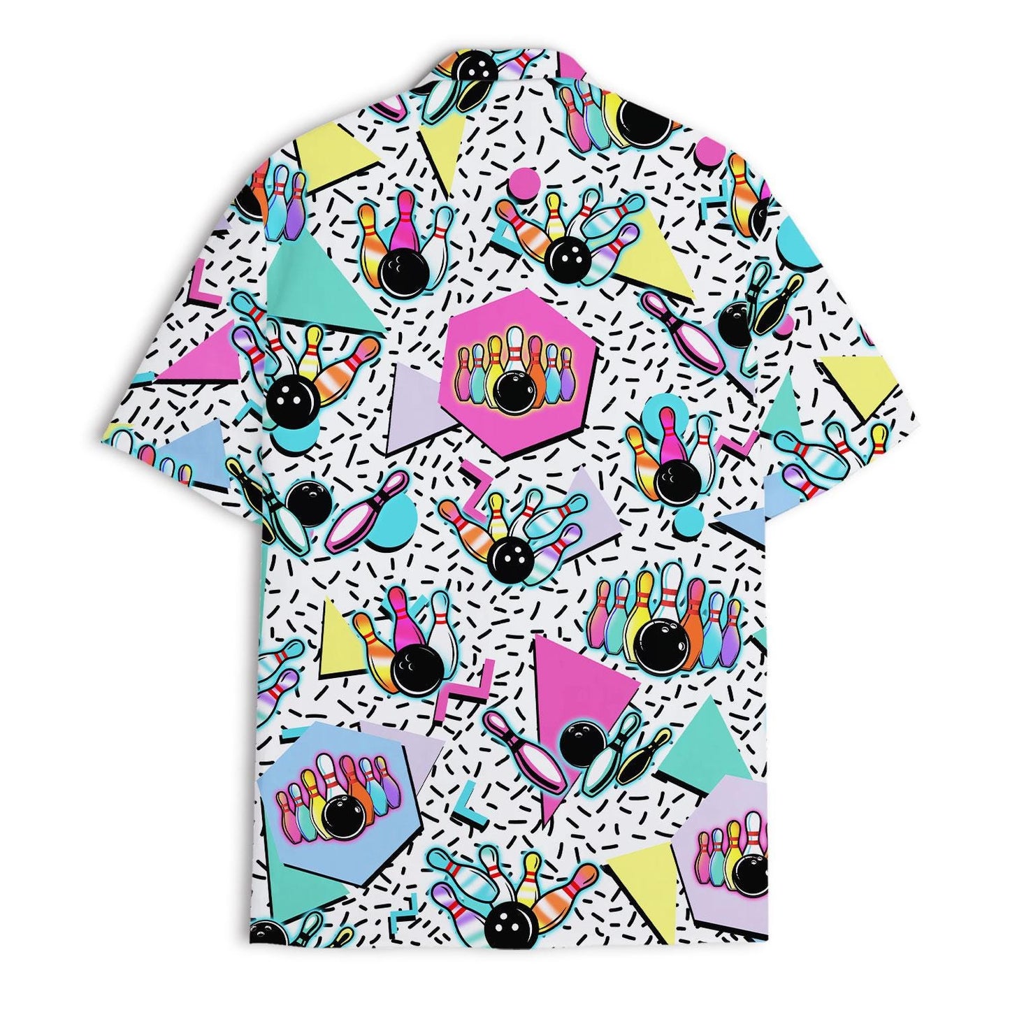 Front view of bowling pins and balls Hawaiian shirt