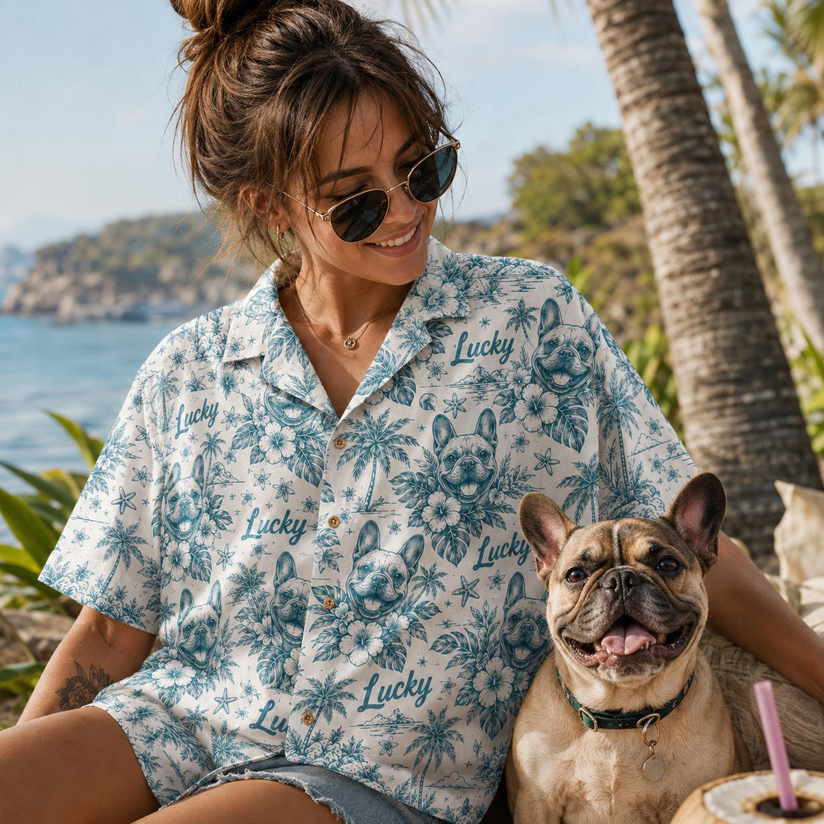 Custom Hawaiian Shirt with Dog Print and Floral Design – Unique Gift Shirt - Image 12