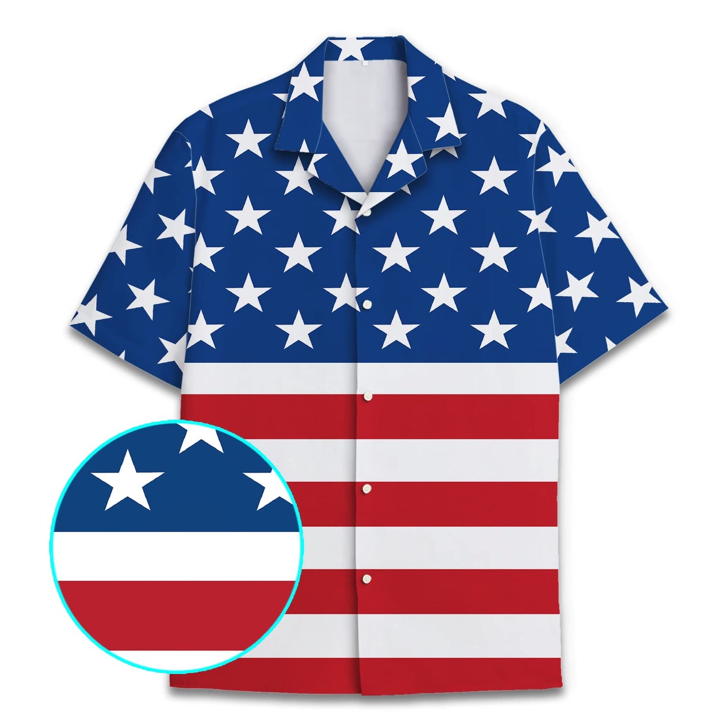 American Flag 2 Hawaiian Shirts for Men Women, Button-Down Shirt