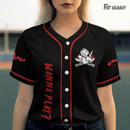 Chucky Wanna Play Baseball Jersey – Horror Good Guys Shirt