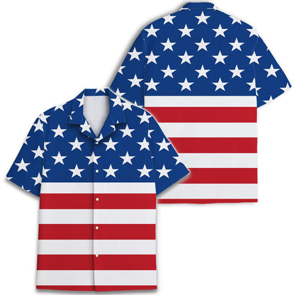 American Flag 2 Hawaiian Shirts for Men Women, Button-Down Shirt