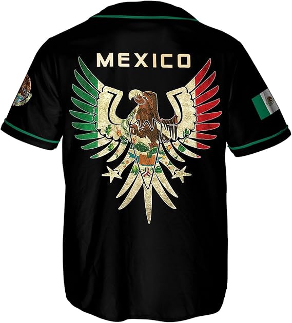 Mexico Baseball Jersey – Tricolor Winged Eagle Shirt, Mexican Flag Pride Apparel
