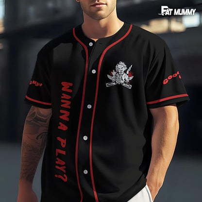 Chucky Wanna Play Baseball Jersey – Horror Good Guys Shirt
