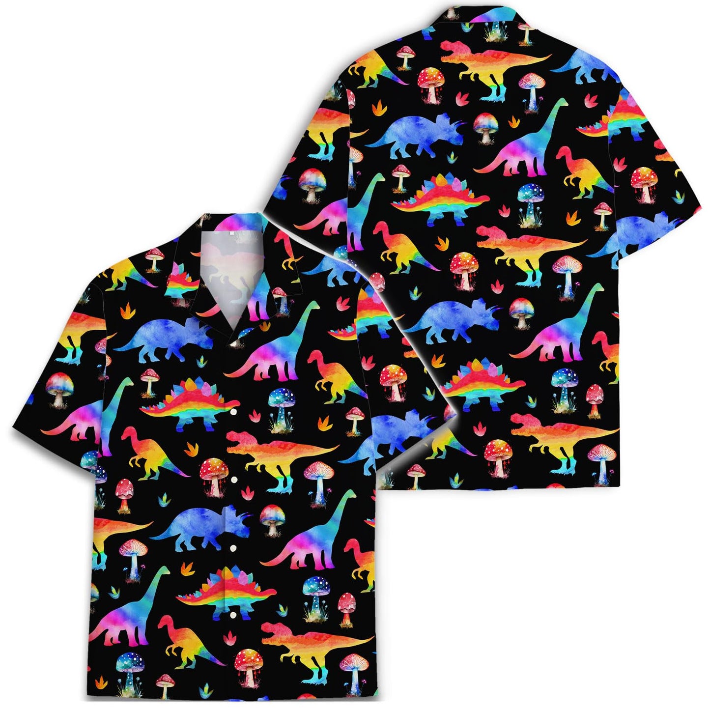 Rainbow Mushroom Hawaiian Shirt for Men, Button Down Shirt Men