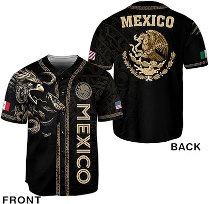 Mexico Black & Gold Baseball Jersey – Tribal Eagle Heritage Shirt