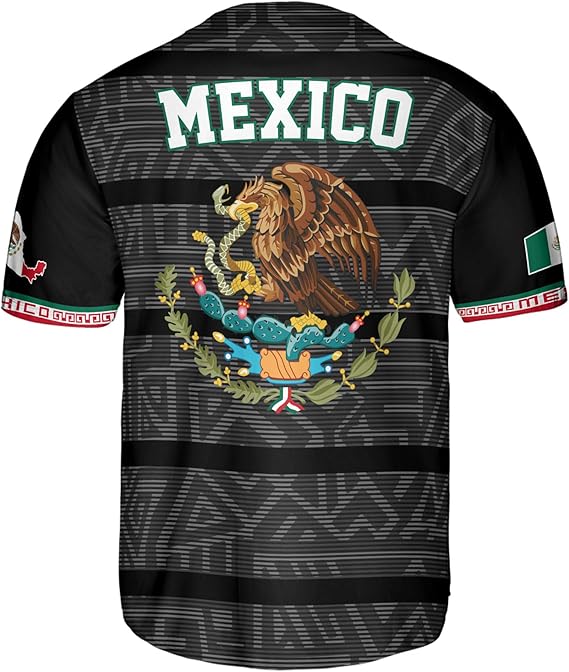 Mexico Black Baseball Jersey – Aztec Pattern Heritage Streetwear