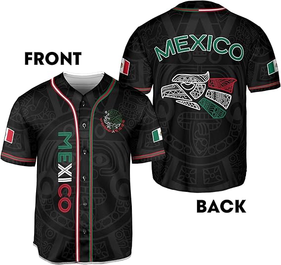 Mexico Baseball Jersey – Aztec Eagle Head & Vertical Script Shirt