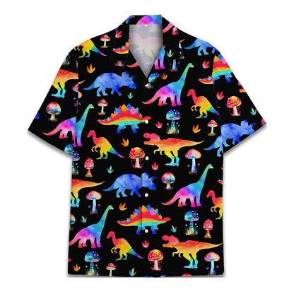 Rainbow Mushroom Hawaiian Shirt for Men, Button Down Shirt Men