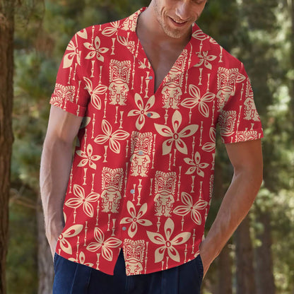 Tiki Button-Down Shirt, Hawaiian Shirts for Men Women