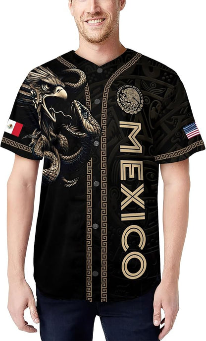 Mexico Black & Gold Baseball Jersey – Tribal Eagle Heritage Shirt