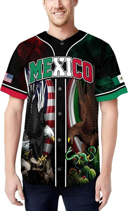 Mexico USA Eagle Baseball Jersey – Dual Pride Flag Sports Shirt