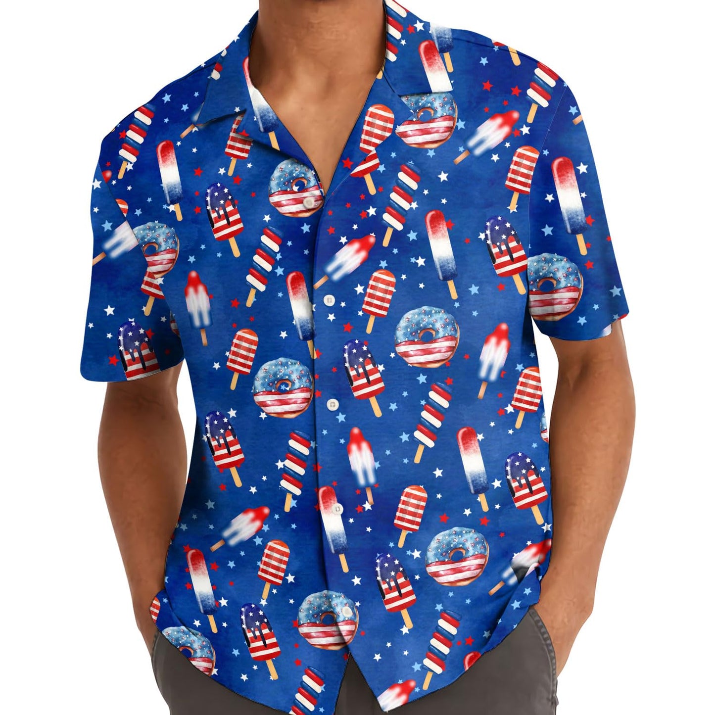 Donut Popsicle Hawaiian Shirt for Men, Button Down Shirt