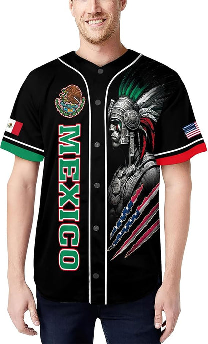 Mexico USA Baseball Jersey – Aztec Warrior & Flag Heritage Shirt