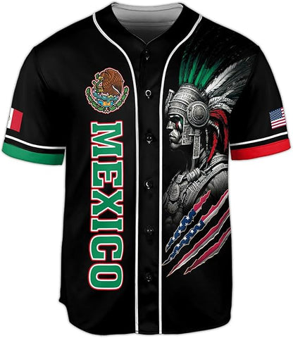 Mexico USA Baseball Jersey – Aztec Warrior & Flag Heritage Shirt