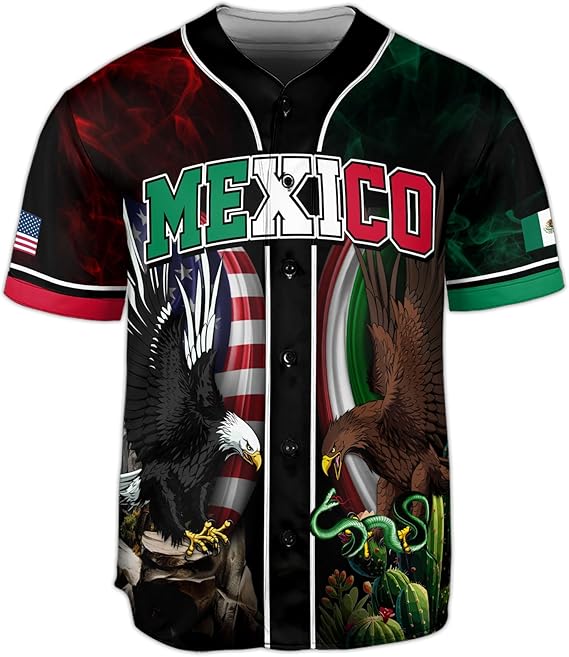 Mexico USA Eagle Baseball Jersey – Dual Pride Flag Sports Shirt