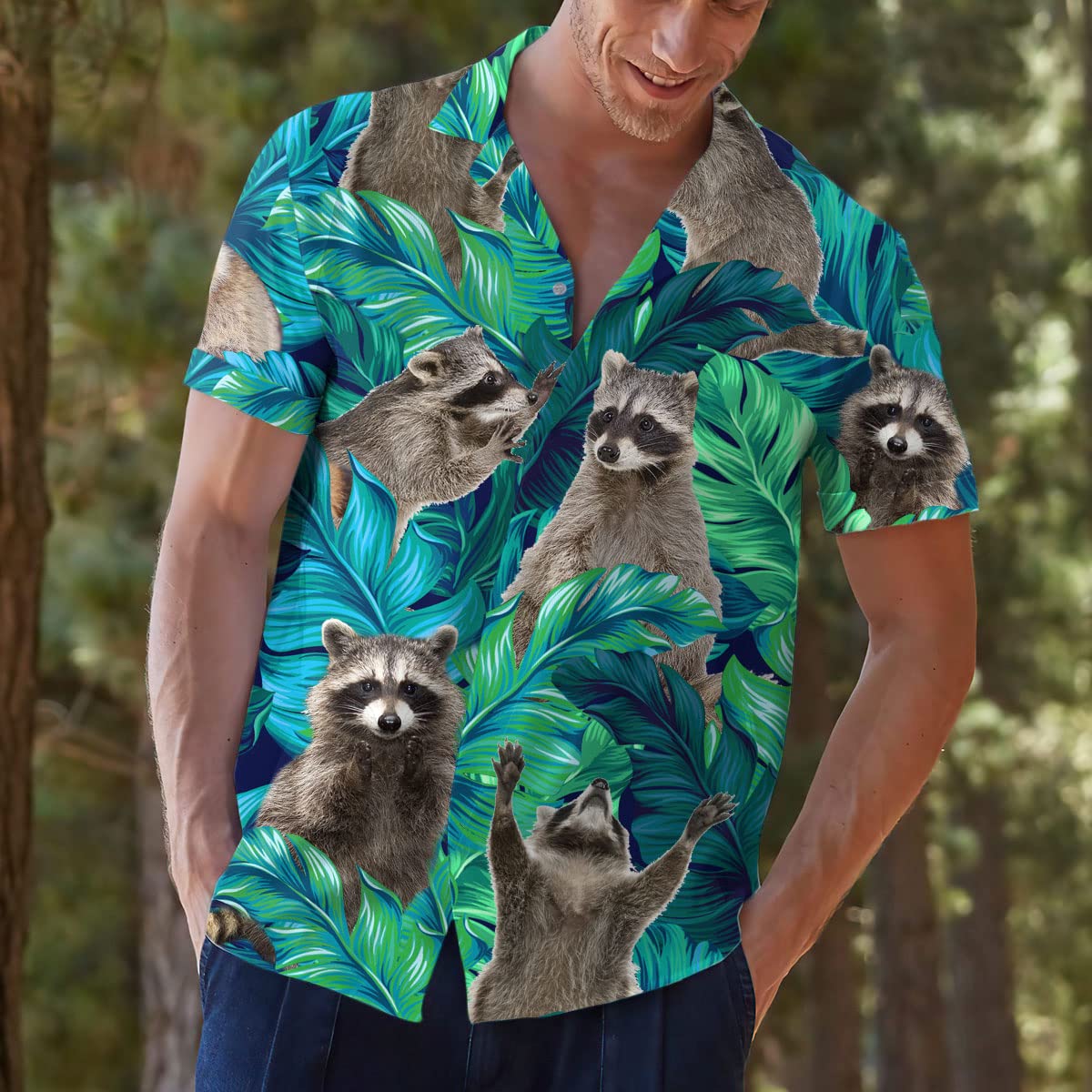 Racoon Hawaiian Shirts for Men Women, Button-Down