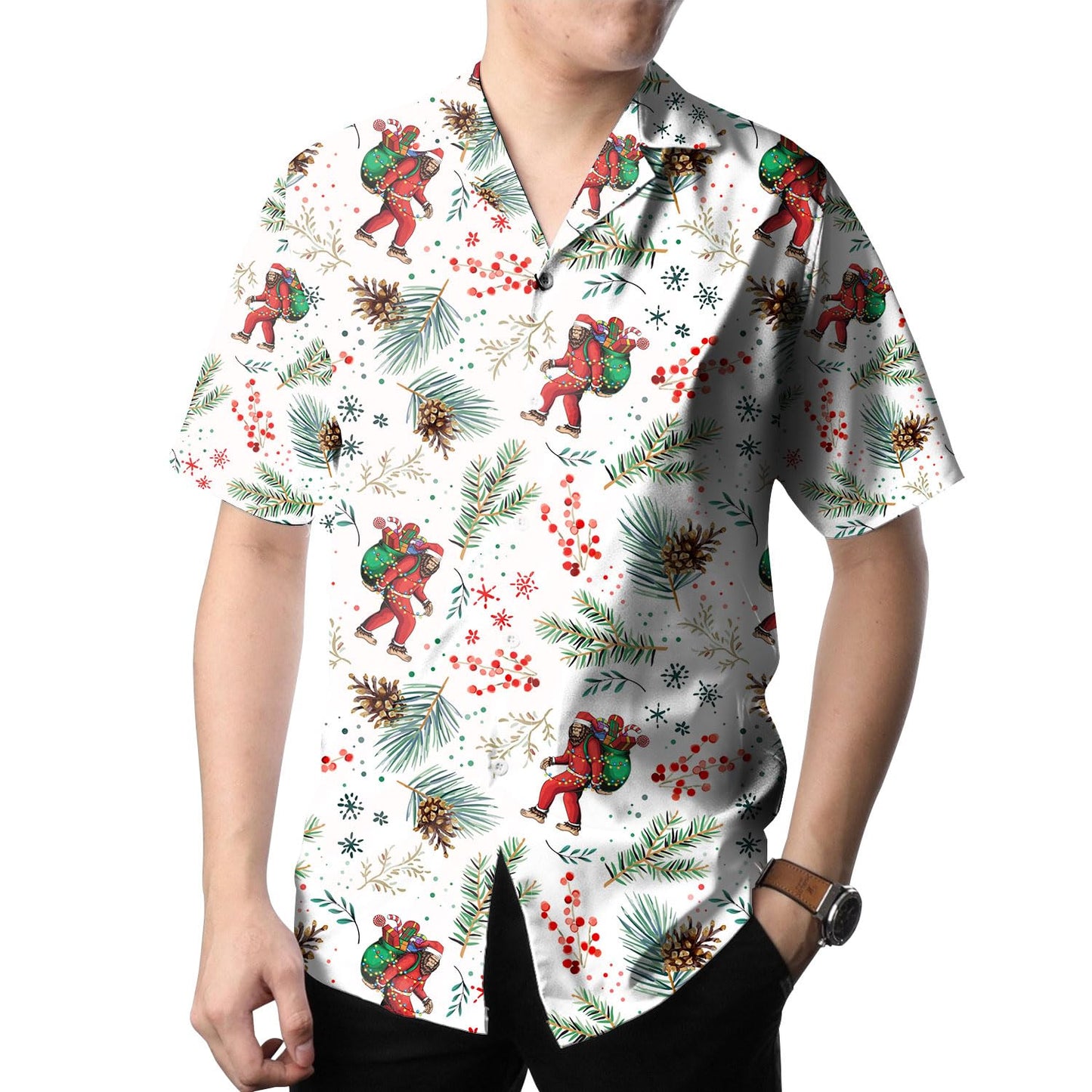 Bigfoot Christmas Hawaiian Shirt Womens Mens