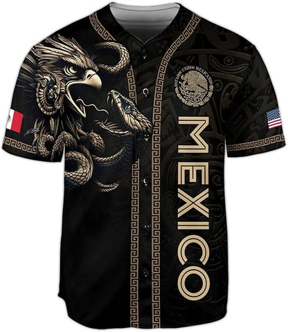 Mexico Black & Gold Baseball Jersey – Tribal Eagle Heritage Shirt