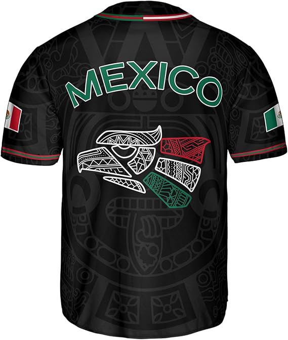 Mexico Baseball Jersey – Aztec Eagle Head & Vertical Script Shirt