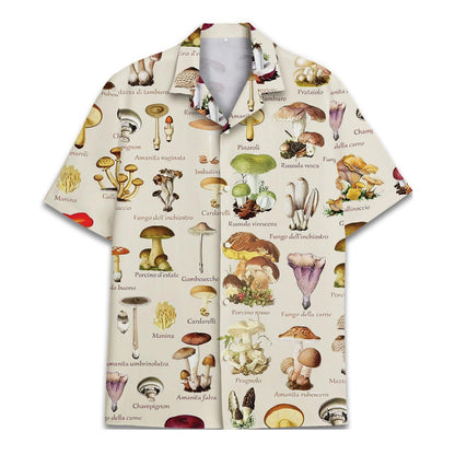 Vintage Mushroom Hawaiian Shirt for Men, Button Down Shirt