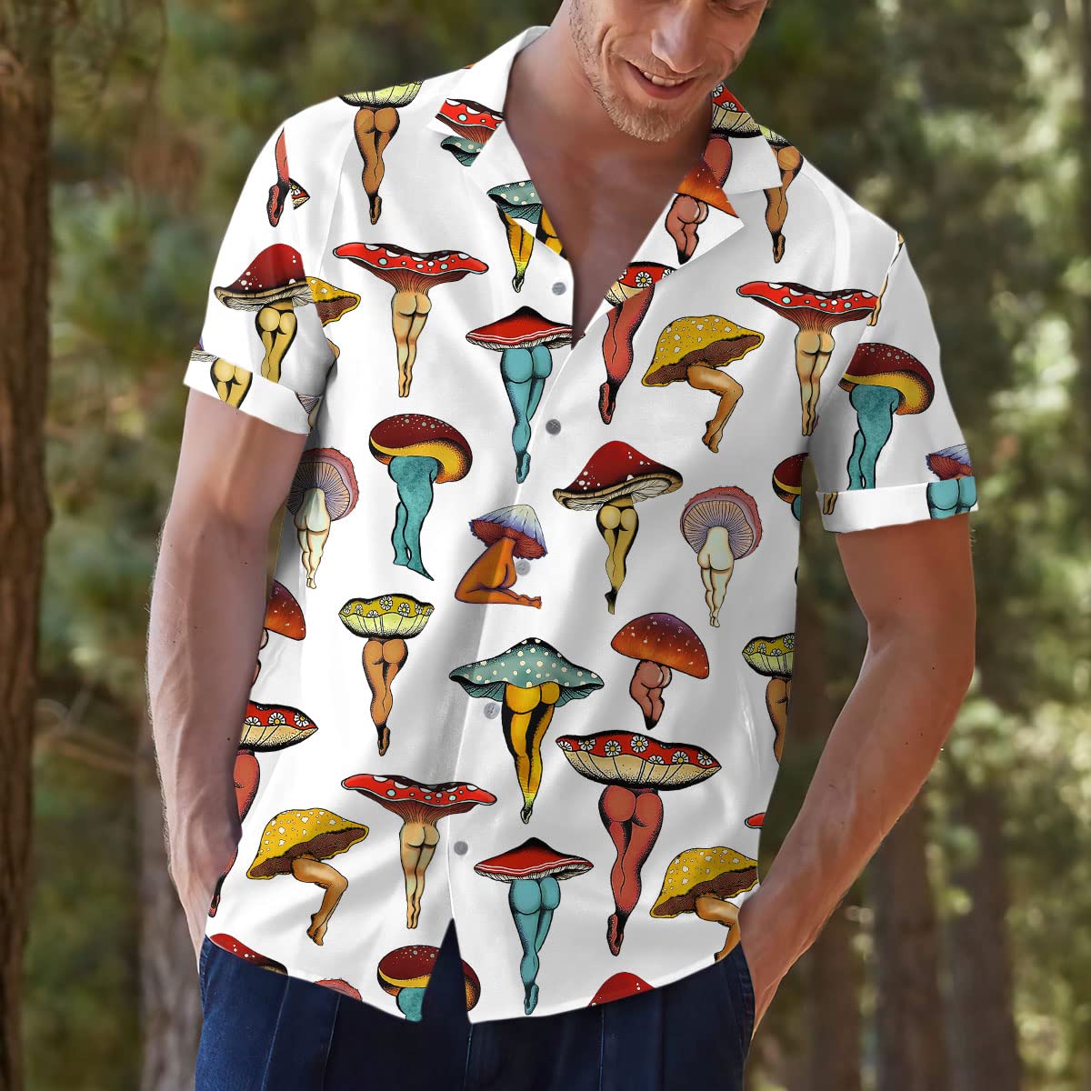 Mushroom Butt Hawaiian Shirts for Men Women